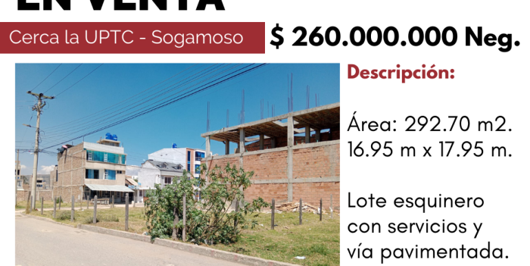 Lote UPTC Venta Sogamoso